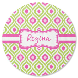 Ogee Ikat Round Rubber Backed Coaster (Personalized)