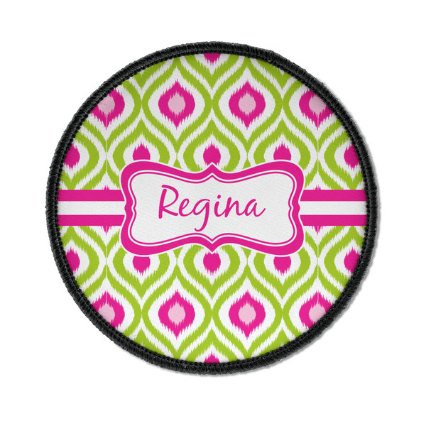 Custom Ogee Ikat Iron On Round Patch w/ Name or Text