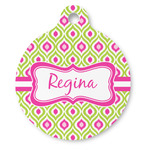 Ogee Ikat Round Pet ID Tag (Personalized)