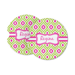 Ogee Ikat Sandstone Car Coasters - Set of 2 (Personalized)
