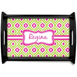 Ogee Ikat Black Wooden Tray - Small (Personalized)