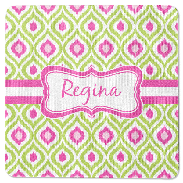 Custom Ogee Ikat Square Rubber Backed Coaster (Personalized)