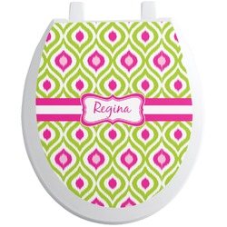 Ogee Ikat Toilet Seat Decal - Round (Personalized)