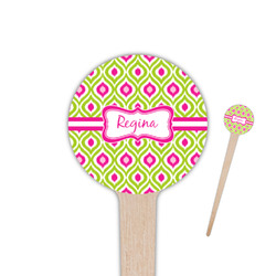 Ogee Ikat 4" Round Wooden Food Picks - Single Sided (Personalized)