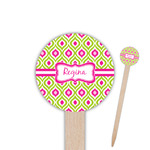 Ogee Ikat 6" Round Wooden Food Picks - Single Sided (Personalized)