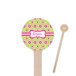 Ogee Ikat 7.5" Round Wooden Stir Sticks - Double Sided (Personalized)