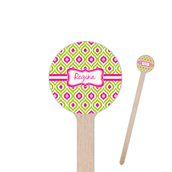 Custom Ogee Ikat 7.5" Round Wooden Stir Sticks - Double Sided (Personalized)