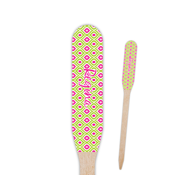 Custom Ogee Ikat Paddle Wooden Food Picks - Double Sided (Personalized)