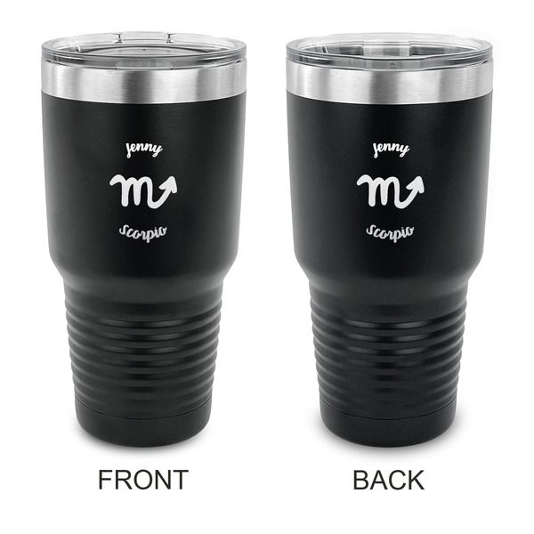 Custom Zodiac Constellations 30 oz Stainless Steel Tumbler - Black - Double Sided (Personalized)