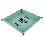 Zodiac Constellations Faux Leather Dice Tray - 9" x 9"  - Teal (Personalized)