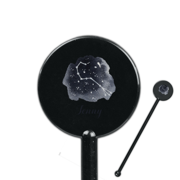 Custom Zodiac Constellations 5.5" Round Plastic Stir Sticks - Black - Single Sided (Personalized)