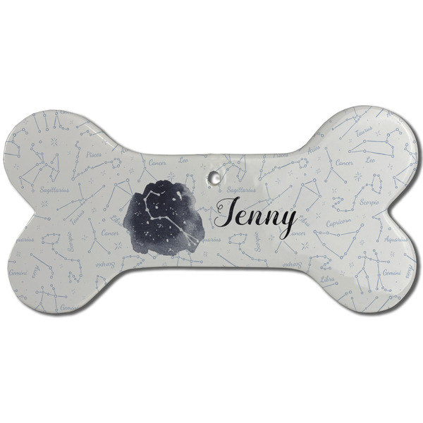 Custom Zodiac Constellations Ceramic Dog Ornament - Front w/ Name or Text