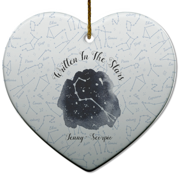 Custom Zodiac Constellations Heart Ceramic Ornament w/ Name or Text