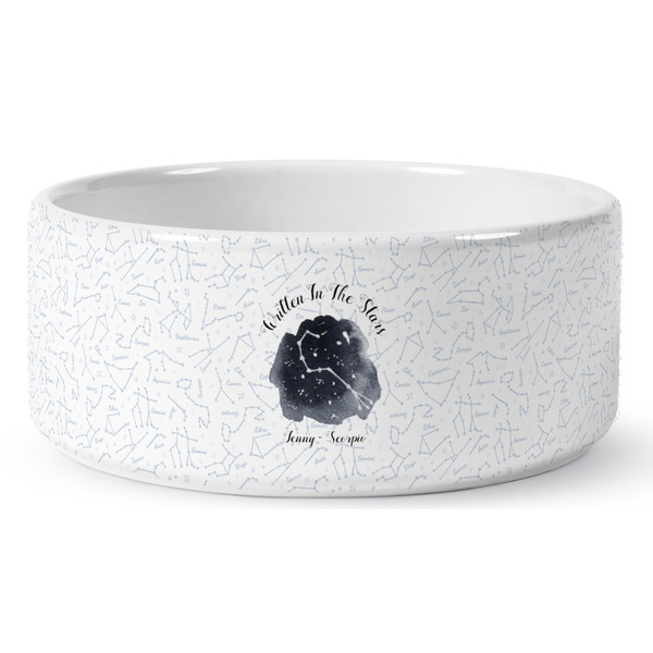 Custom Zodiac Constellations Ceramic Dog Bowl (Personalized)