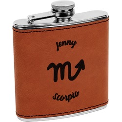 Zodiac Constellations Leatherette Wrapped Stainless Steel Flask (Personalized)