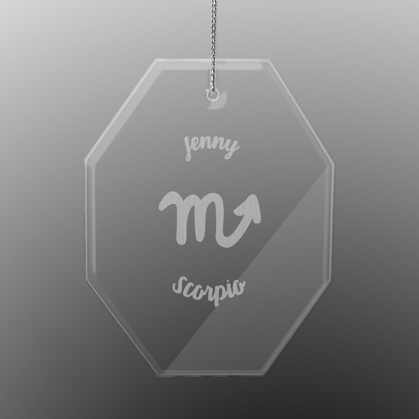 Custom Zodiac Constellations Engraved Glass Ornament - Octagon (Personalized)