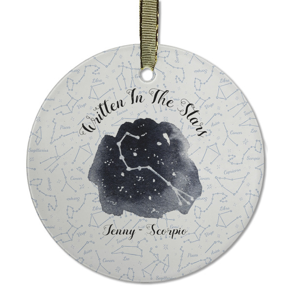 Custom Zodiac Constellations Flat Glass Ornament - Round w/ Name or Text