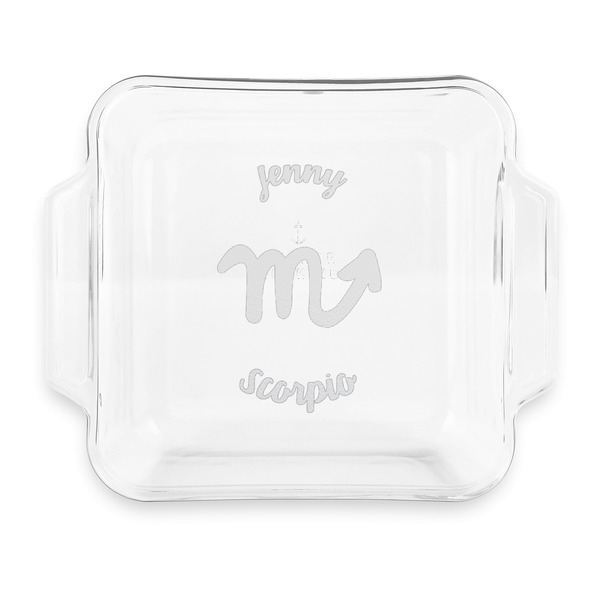 Custom Zodiac Constellations Glass Cake Dish with Truefit Lid - 8in x 8in (Personalized)