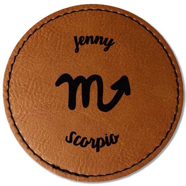 Custom Zodiac Constellations Faux Leather Iron On Patch - Round (Personalized)