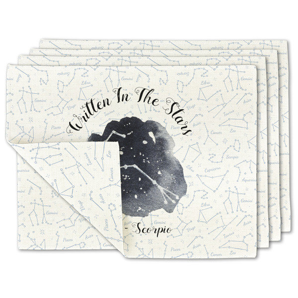 Custom Zodiac Constellations Double-Sided Linen Placemat - Set of 4 w/ Name or Text