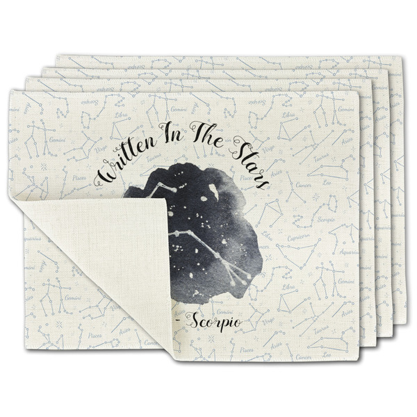 Custom Zodiac Constellations Single-Sided Linen Placemat - Set of 4 w/ Name or Text