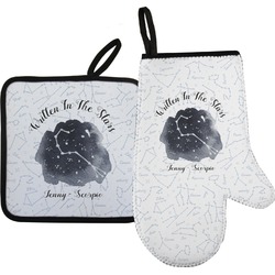 Zodiac Constellations Right Oven Mitt & Pot Holder Set w/ Name or Text