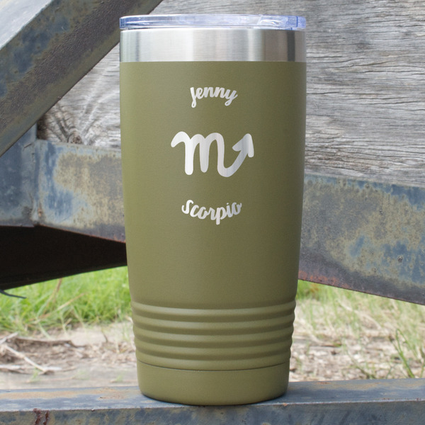 Custom Zodiac Constellations 20 oz Stainless Steel Tumbler - Olive - Single Sided (Personalized)