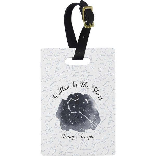 Custom Zodiac Constellations Plastic Luggage Tag - Rectangular w/ Name or Text