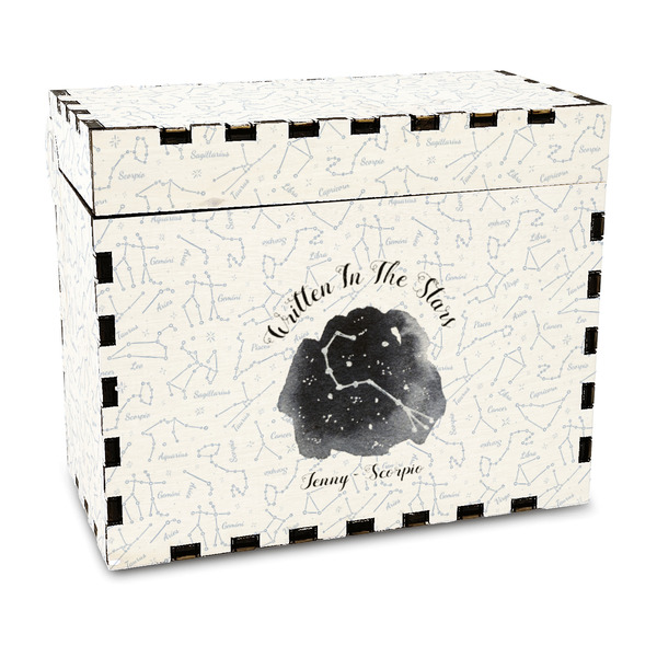 Custom Zodiac Constellations Wood Recipe Box - Full Color Print (Personalized)