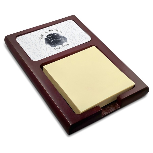 Custom Zodiac Constellations Red Mahogany Sticky Note Holder (Personalized)