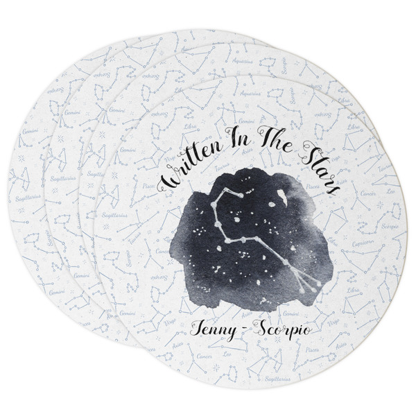 Custom Zodiac Constellations Round Paper Coasters w/ Name or Text