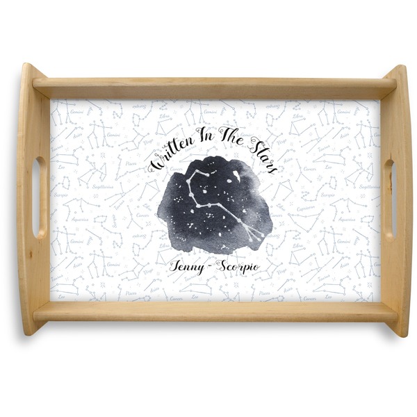 Custom Zodiac Constellations Natural Wooden Tray - Small (Personalized)