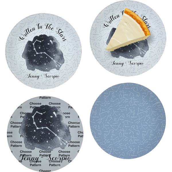 Custom Zodiac Constellations Set of 4 Glass Appetizer / Dessert Plate 8" (Personalized)