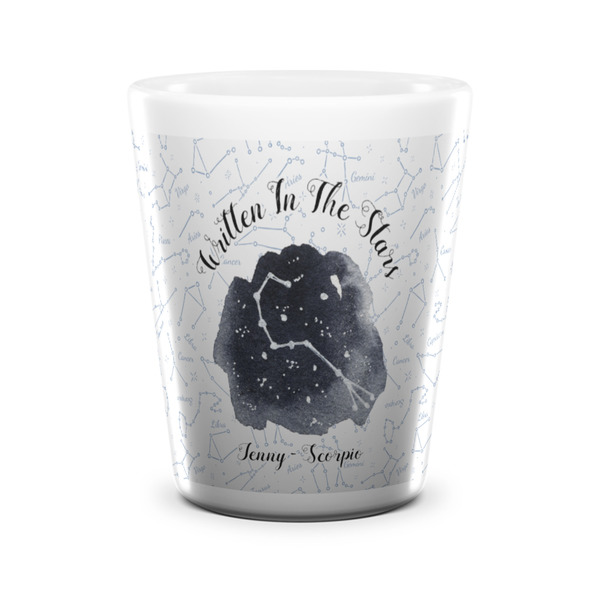 Custom Zodiac Constellations Ceramic Shot Glass - 1.5 oz - White - Single (Personalized)