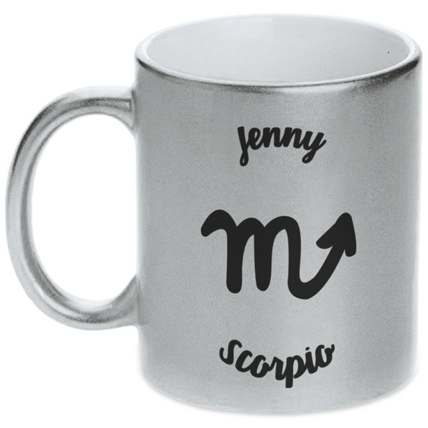 Custom Zodiac Constellations Metallic Silver Mug (Personalized)