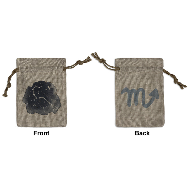 Custom Zodiac Constellations Small Burlap Gift Bag - Front & Back (Personalized)