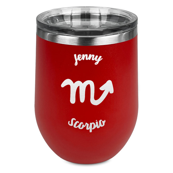 Custom Zodiac Constellations Stemless Stainless Steel Wine Tumbler - Red - Double Sided (Personalized)