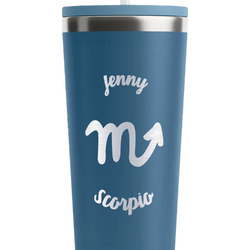 Zodiac Constellations RTIC Everyday Tumbler with Straw - 28oz - Steel Blue - Double-Sided (Personalized)