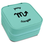 Zodiac Constellations Travel Jewelry Box - Teal Leather (Personalized)