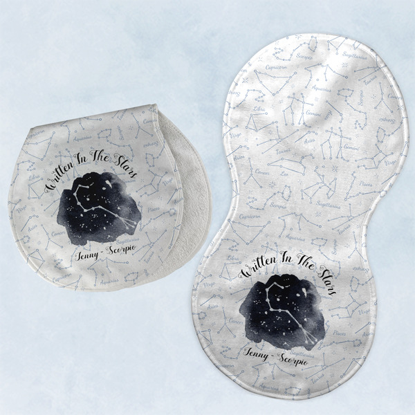 Custom Zodiac Constellations Burp Pads - Velour - Set of 2 w/ Name or Text