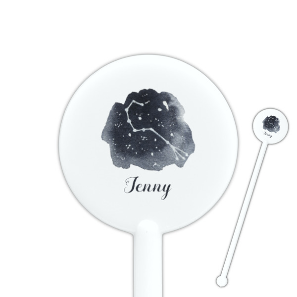 Custom Zodiac Constellations 5.5" Round Plastic Stir Sticks - White - Double Sided (Personalized)