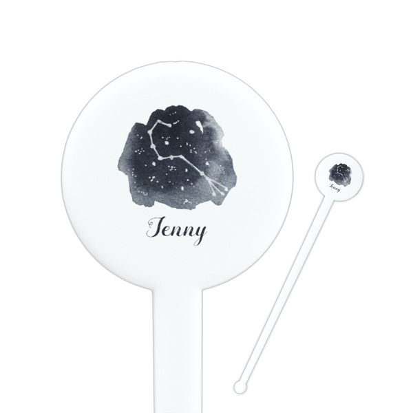 Custom Zodiac Constellations 7" Round Plastic Stir Sticks - White - Double Sided (Personalized)