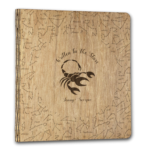 Custom Zodiac Constellations Wood 3-Ring Binder - 1" Letter Size (Personalized)