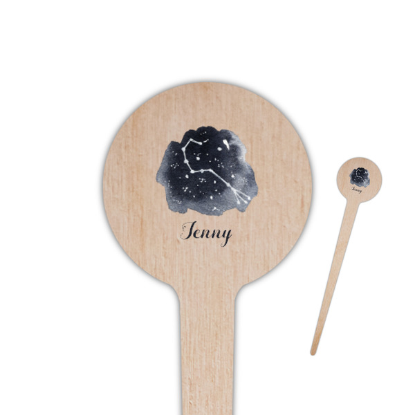 Custom Zodiac Constellations 4" Round Wooden Food Picks - Single Sided (Personalized)