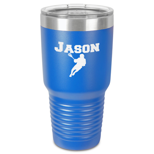 Custom Lacrosse 30 oz Stainless Steel Tumbler - Royal Blue - Single-Sided (Personalized)