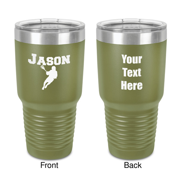 Custom Lacrosse 30 oz Stainless Steel Tumbler - Olive - Double-Sided (Personalized)