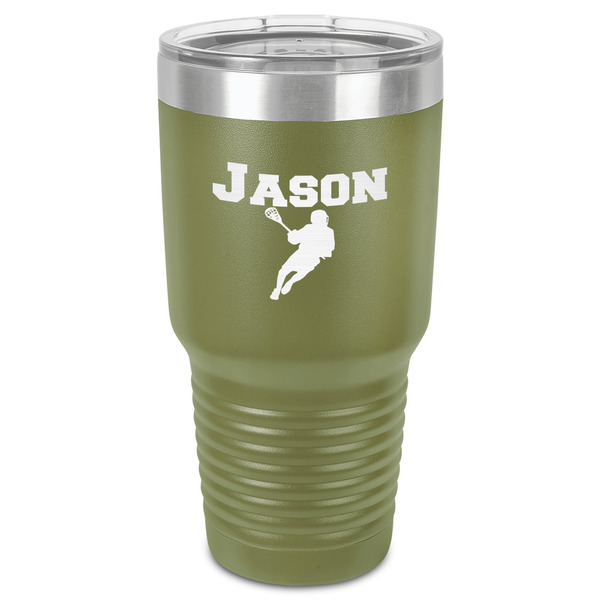 Custom Lacrosse 30 oz Stainless Steel Tumbler - Olive - Single-Sided (Personalized)