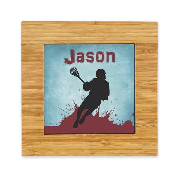 Custom Lacrosse Bamboo Trivet with Ceramic Tile Insert (Personalized)