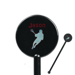 Lacrosse 5.5" Round Plastic Stir Sticks - Black - Single Sided (Personalized)