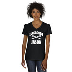 Lacrosse Women's V-Neck T-Shirt - Black - 3XL (Personalized)